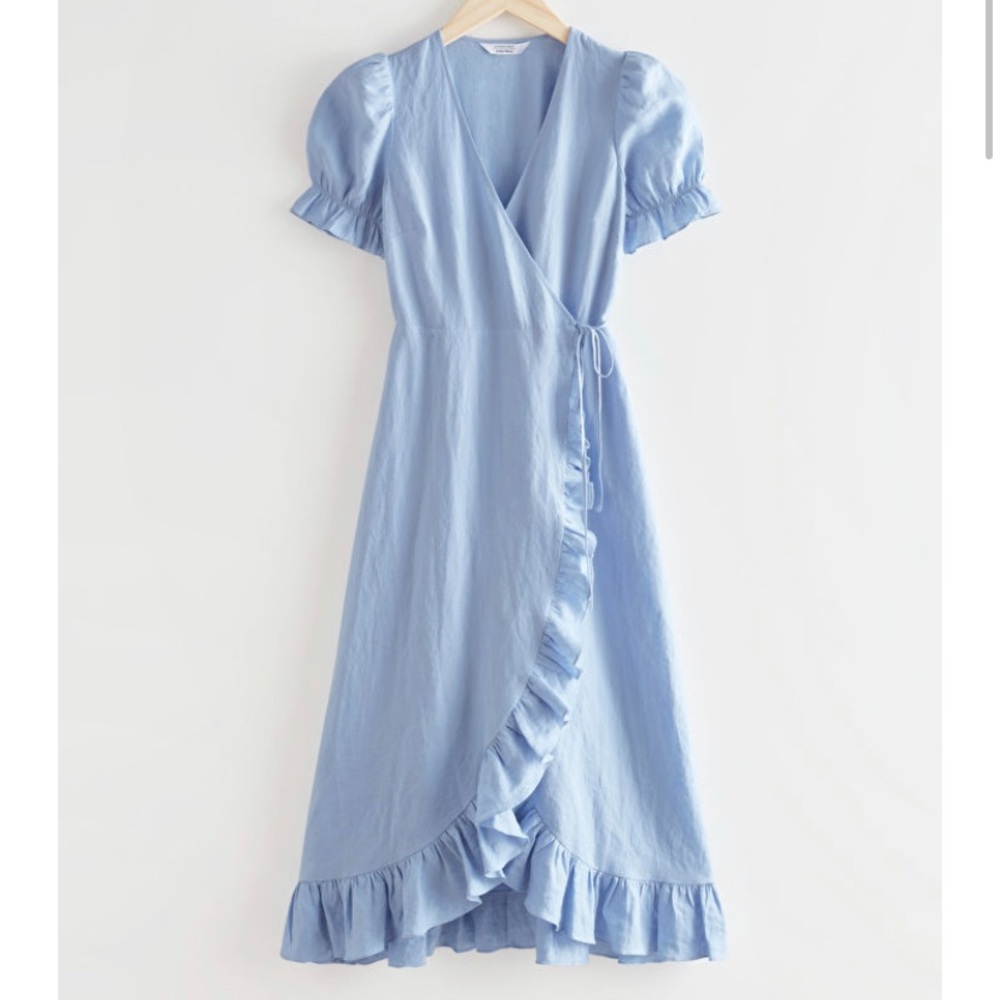 & Other Stories Blue Linen MIDI wrap dress - sold out color!